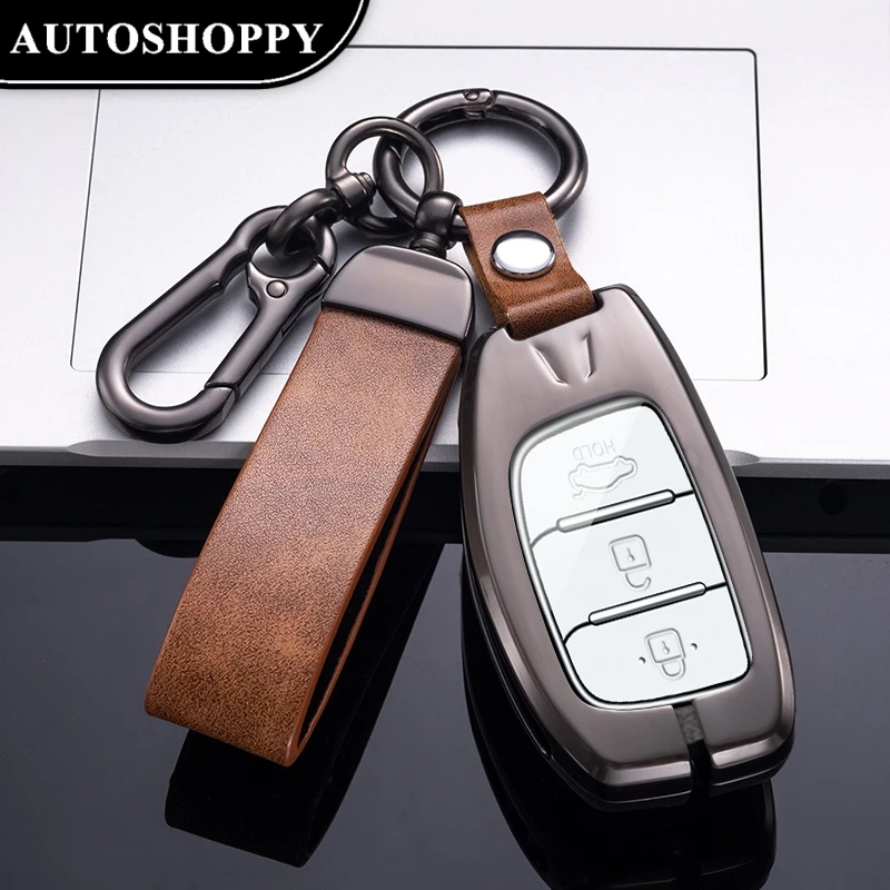 

Metal Zinc Key Case 3Buttons Smart Cover For Hyundai Tucson Sonata Santa Fe Elantra Accent Solaris Verna Ix25 Ix35 I20 I30 I40