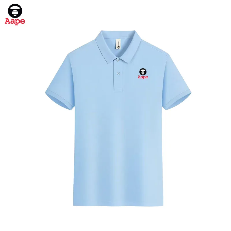 Aape Brand Men's Short-Sleeved T-Shirt Featuring Spring/Summer Ape Emblem, Letter Print, Pure Color
