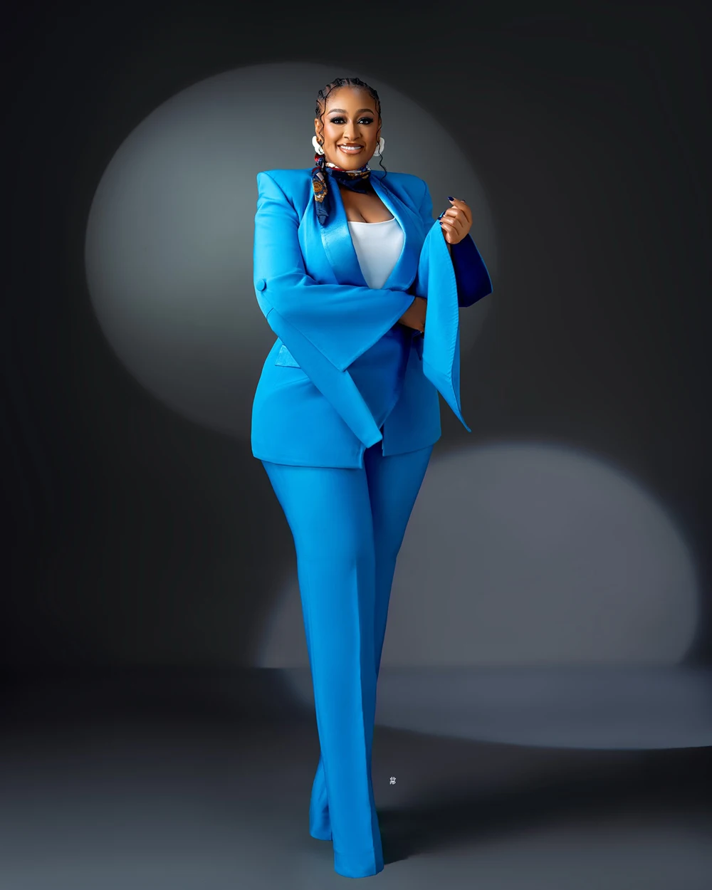 Spring Plus Size Women Pants Suits Bell Sleeve Customized Formal Lady Wear Guest Wedding Formal Party Blazer Sets