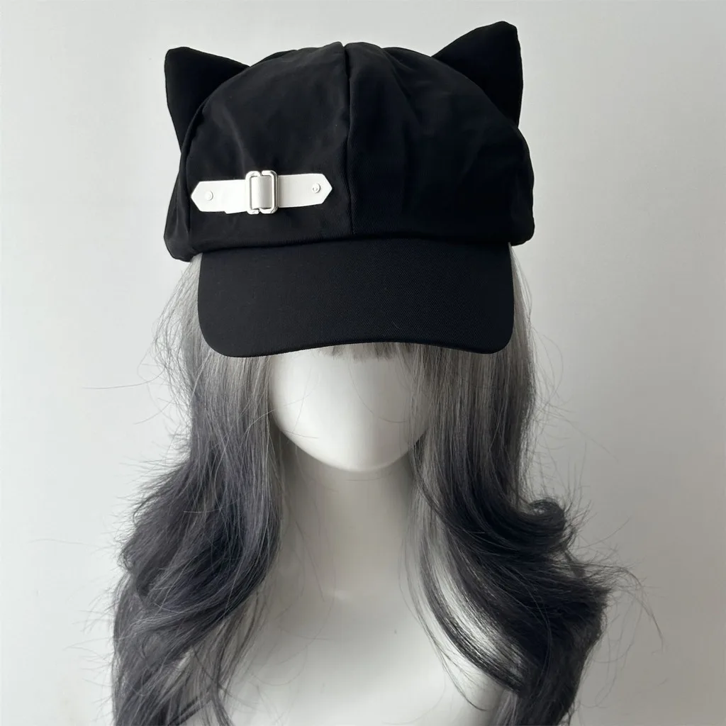 Cotton Beret Cute Decorative Buckle Hat Ear Beret Sweet Y2k Beret For Women Spring Outdoor Dating