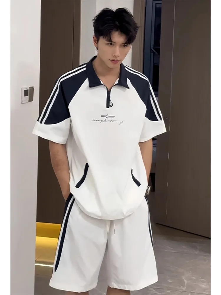 

American Sle Sportswear Set for Men Summer Outdoor Sun Protection ort Sve orts Two-Piece Set Cool And Haome Outfit