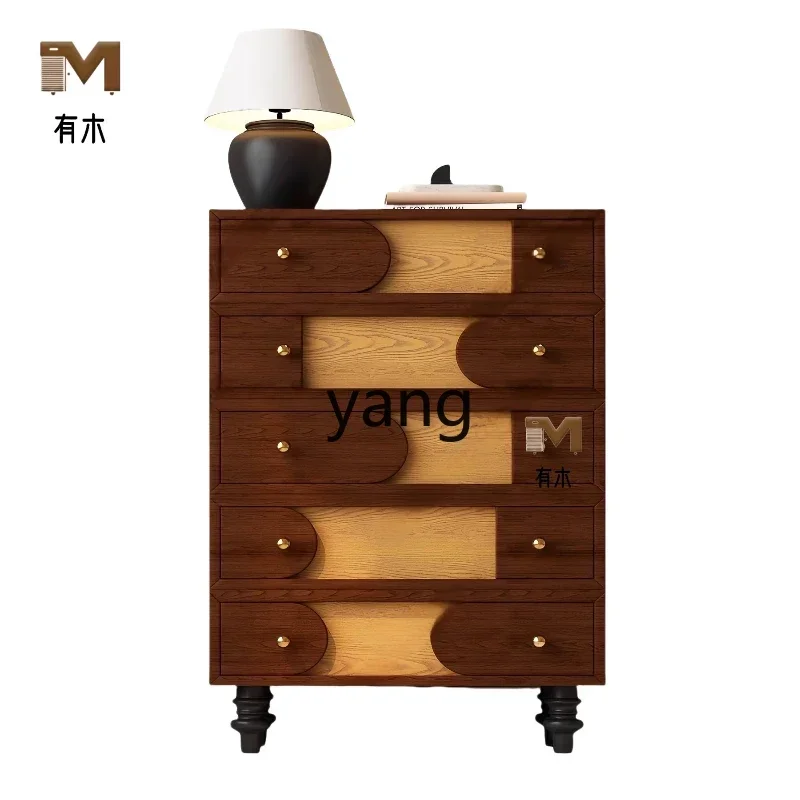 

LH Solid Wood Sideboard Wall-Mounted Integrated Storage Kitchen Cabinet New Chinese Style Tea Cabinet