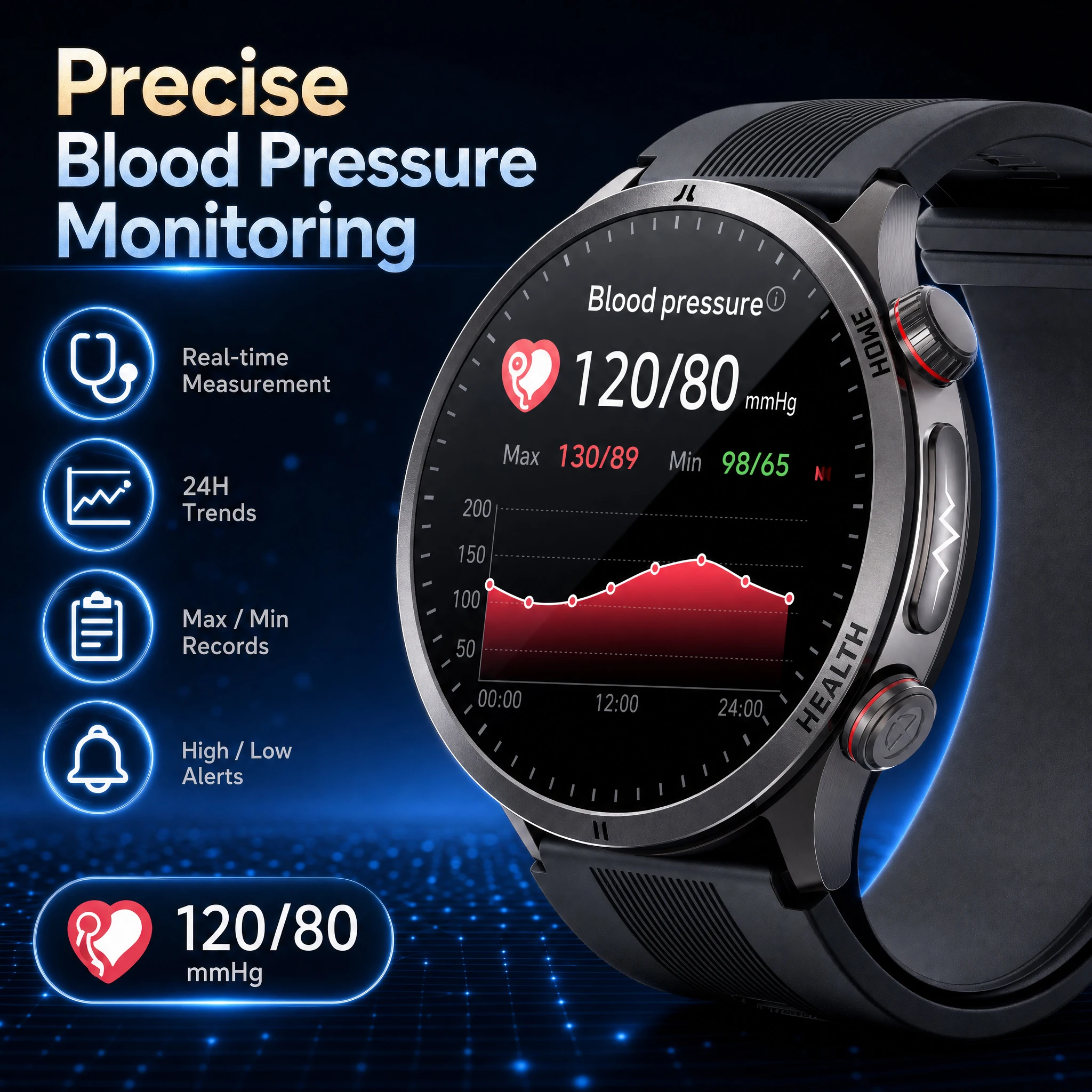 New High-end AI Diagnostic Airbag Precise Blood Pressure Health Smart Watch Uric Acid ECG Blood Lipids Monitor Watch Men Women
