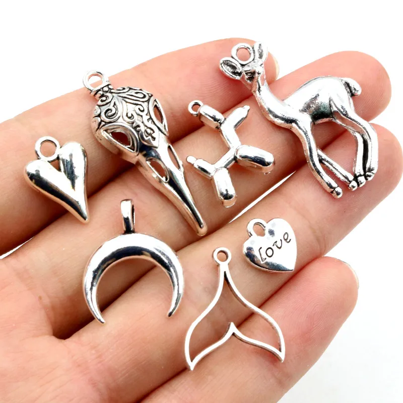 

New Fashion Antique Silver Plated Bird Moon Heart Deer Chrams Metal Alloy Pendant DIY Charms DIY Jewelry Making Findings