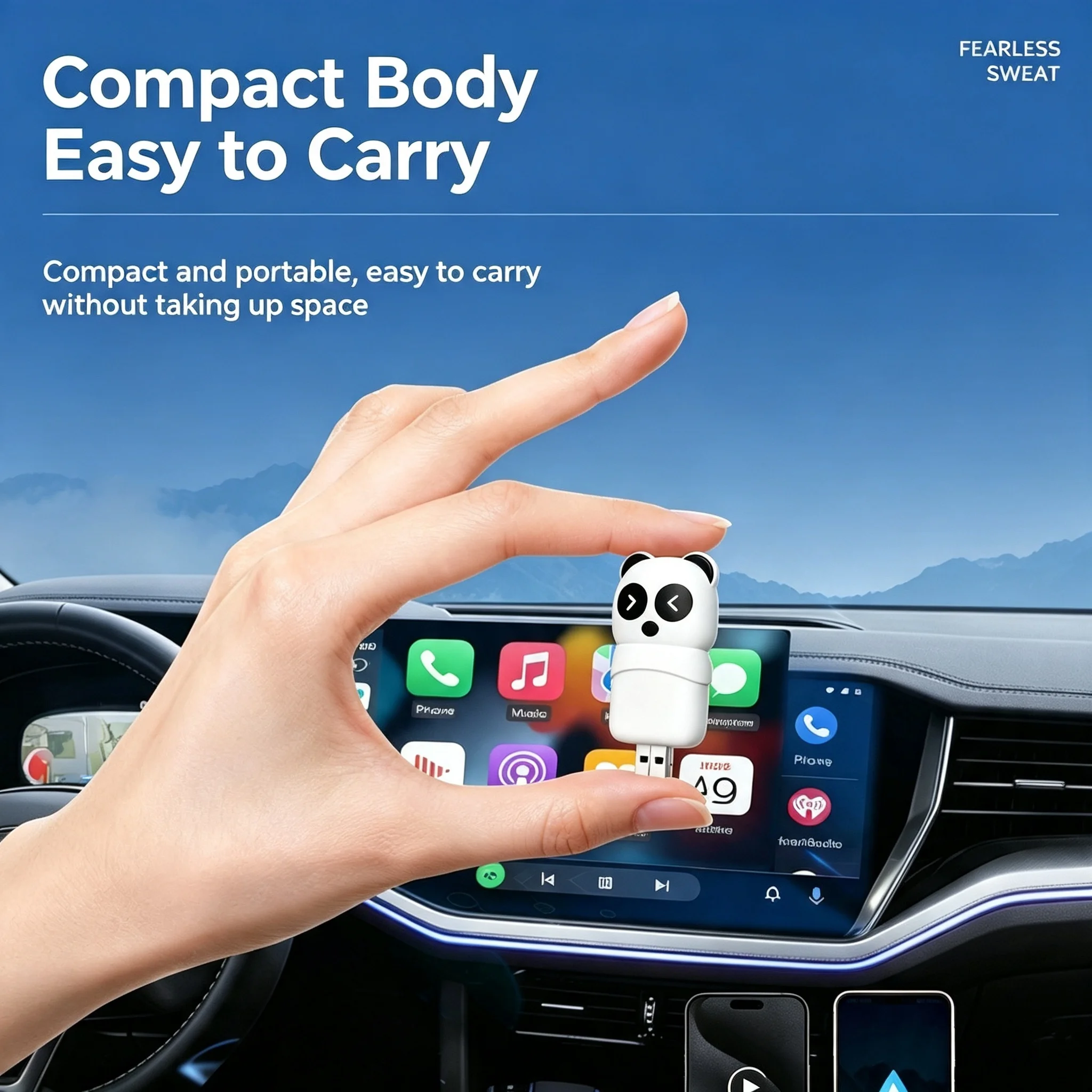 Wireless CarPlay Adapter with Baby Car Camera, 2-in-1, 1080P FHD, 150° Wide Angle, Night Vision, OTA Updates for Factory CarPlay