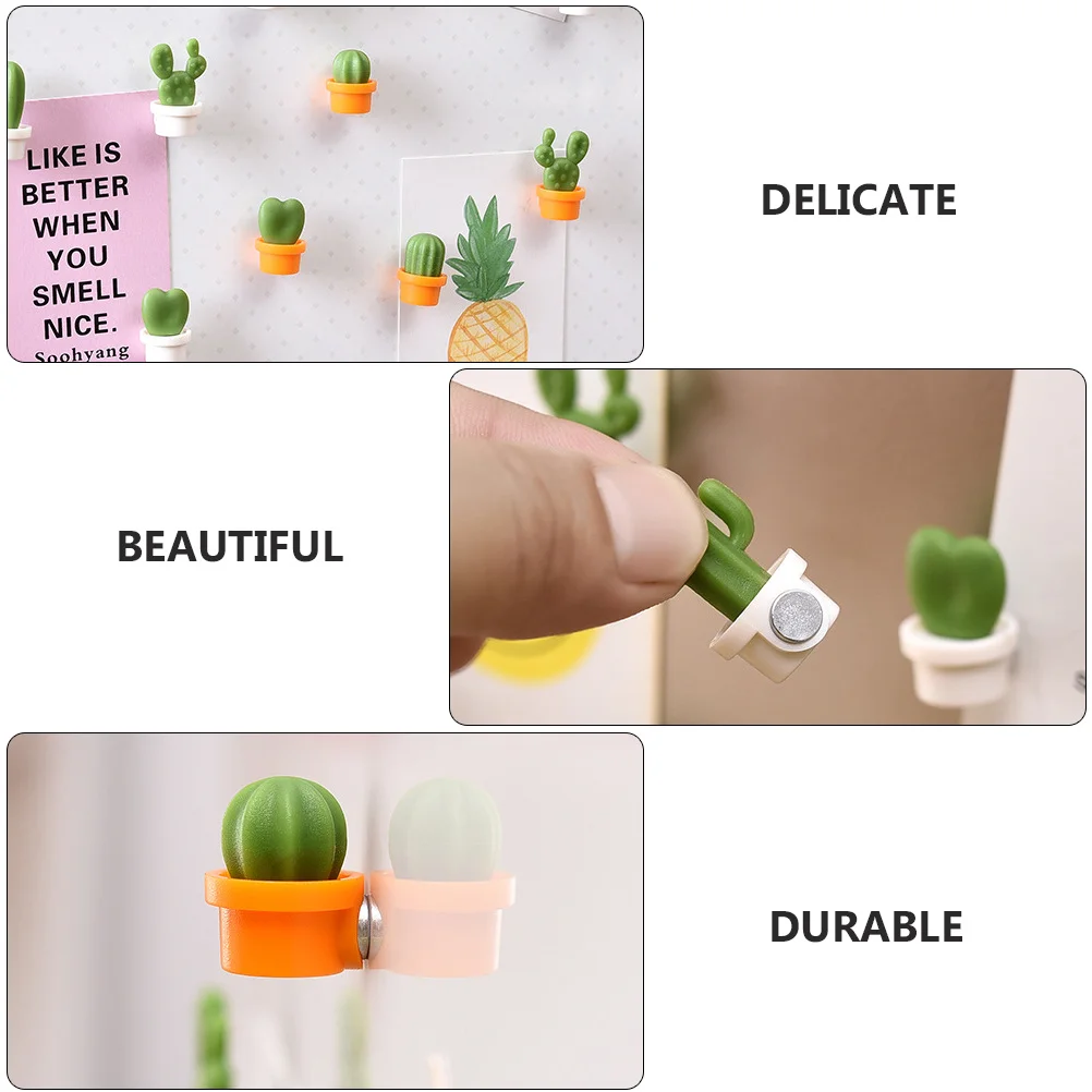24Pcs Magnetic Fridge Creative Cactus Resin Stickers Kitchen Decorations Cartoon Refrigerator Decals
