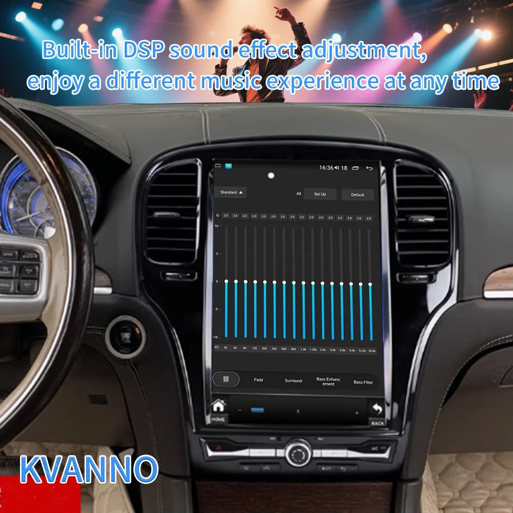 راديو سيارة 14.5 بوصة يعمل بنظام Android15 لسيارة Chrysler 300C 300 300S 2011-2023 مشغل فيديو متعدد الوسائط مع مقبض مادي وزر مدمج 360