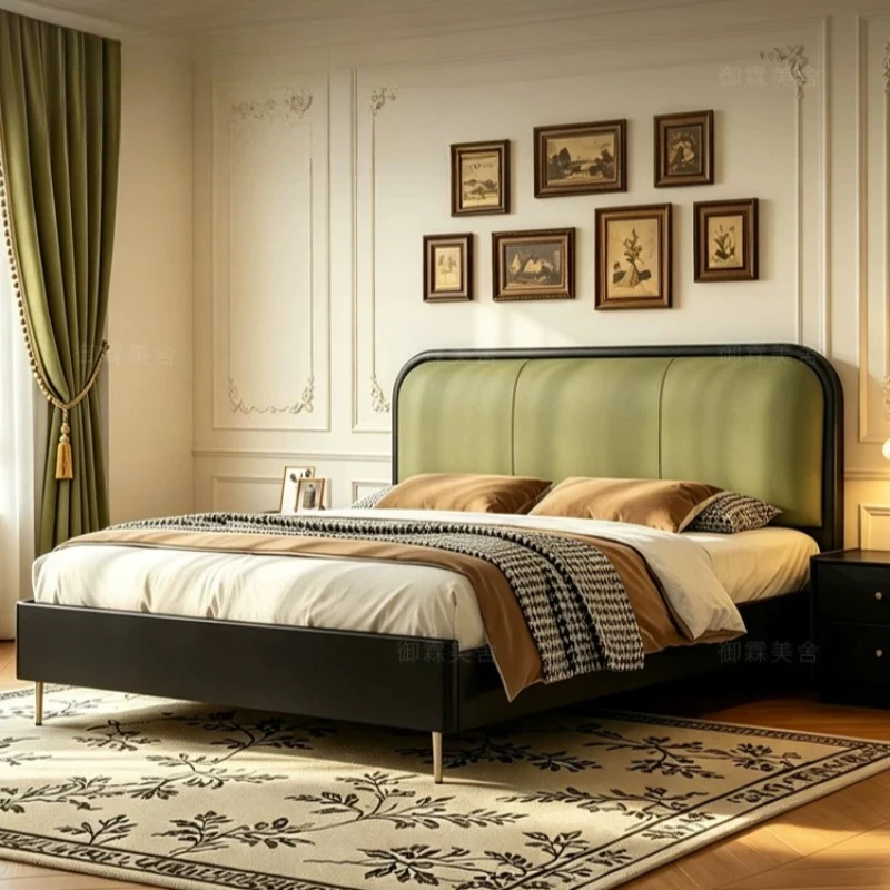 Upholstered Headboard Fancy Bed Vintage Wooden French Sleeping Bed Twin Size Luxury Muebles Para Dormitorio House Accessories