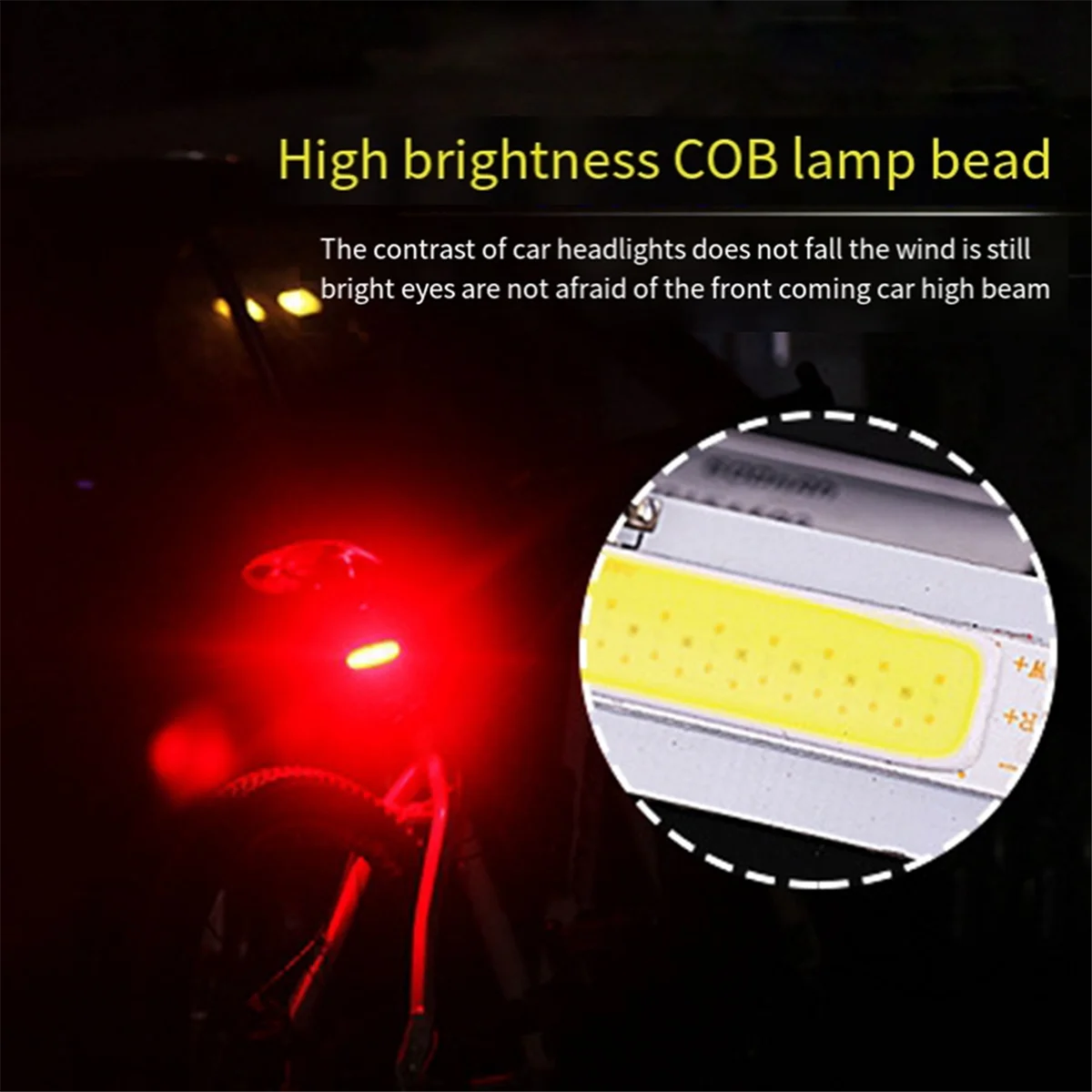 ABNP USB Rechargeable Bike Tail Light LED Warning Bicycle Rear Light IPX6 Waterproof for Helmet