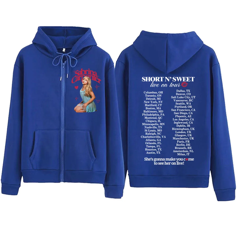 Sabrina Carpenter Short n\' Sweet Zipper Hoodie Harajuku Pullover Tops Sweatshirt Streetwear