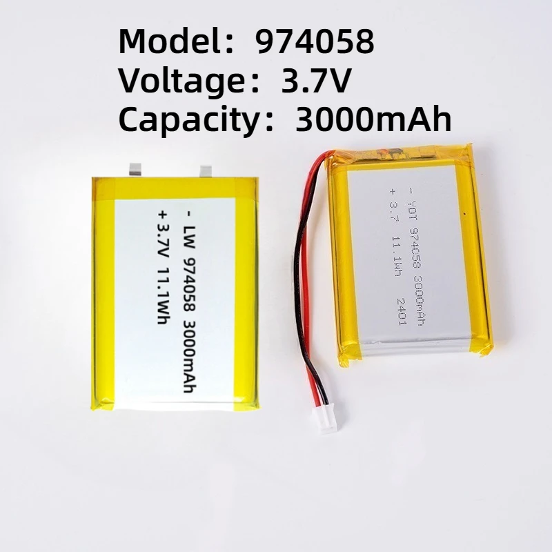 974058 3.7V Rechargeable Lithium Battery 3000mAh with PH2.0P Plug for Massage Meter GPS Navigator Aeromodelling Cell