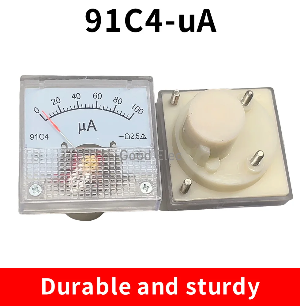 91C4-UA DC microammeter 50 100 200 300 500 Analog Mechanics Plate table Pointer type Ammeter 45*45mm