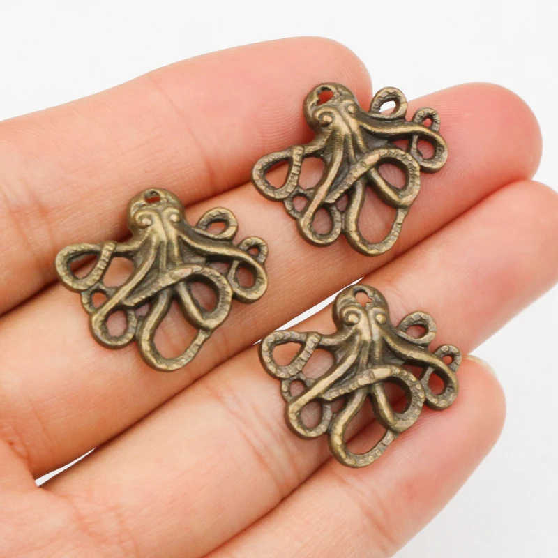 15pcs 24x21mm Antique Bronze Plated Octopus Handmade Charms Pendant:DIY for bracelet necklace