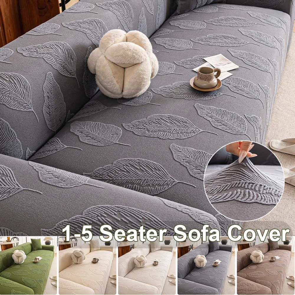 Luxury Sofa Cover Leaves Pattern Non-Slip Universal Stretchable Couch Slipcover Wrinkle-Free Furniture Protector for Living Room