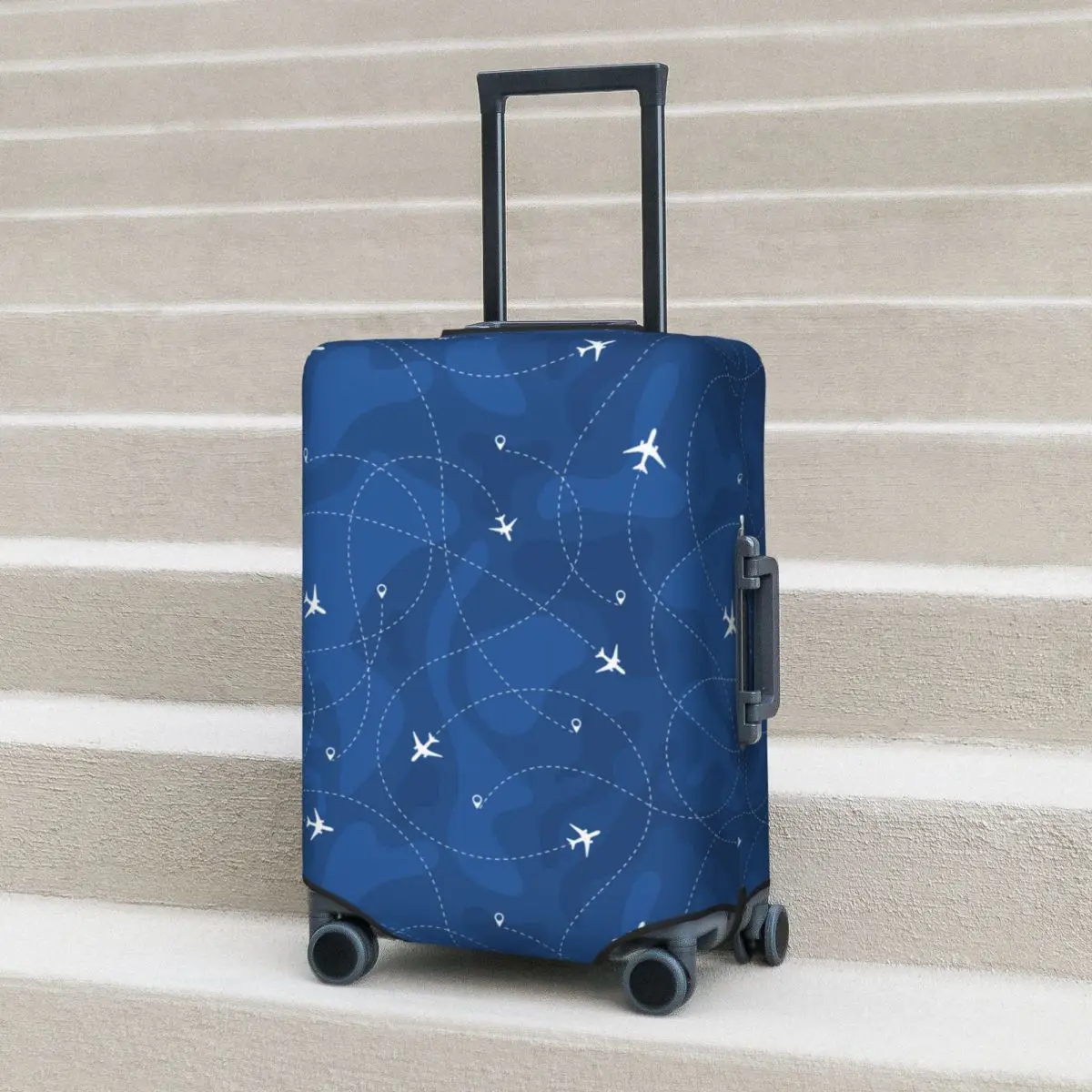 Flight Routes Suitcase Cover Airplanes Line Striped Cruise Trip Protection Holiday Practical Luggage Accesories