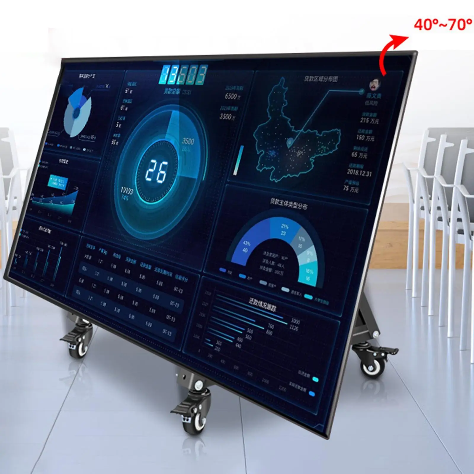 

Low Height Mobile TV Stand Mobile TV Cart Heavy Duty Metal for Home Meeting Room Office