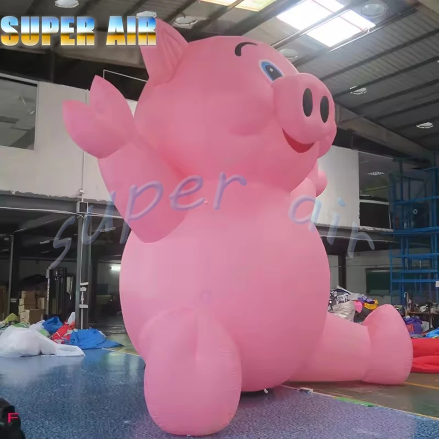 Modèle de cochon rose gonflable géant personnalisé, modèle de dessin animé gonflable pour enfants