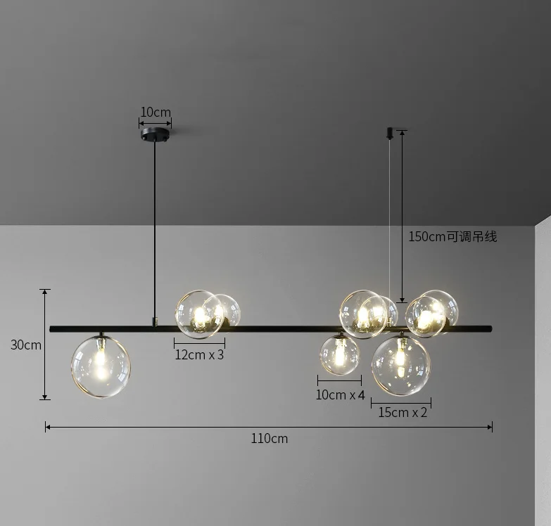 Candelabros LED nórdicos de vidrio transparente, lámpara colgante para sala de estar, comedor, luminaria de suspensión, cordón de 110/220V,