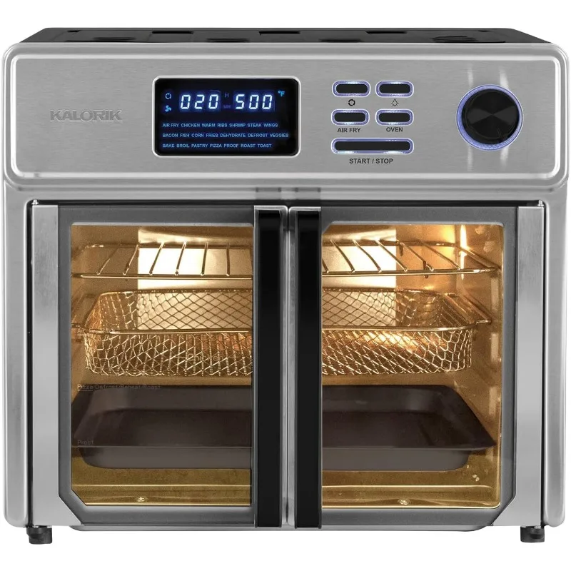 Digital 26-Quart 10-in-1 Countertop Air Fryer Oven, 15 Deluxe Accessories , 21 Presets, 1700W, Stainless Steel, AFO 50253 OW