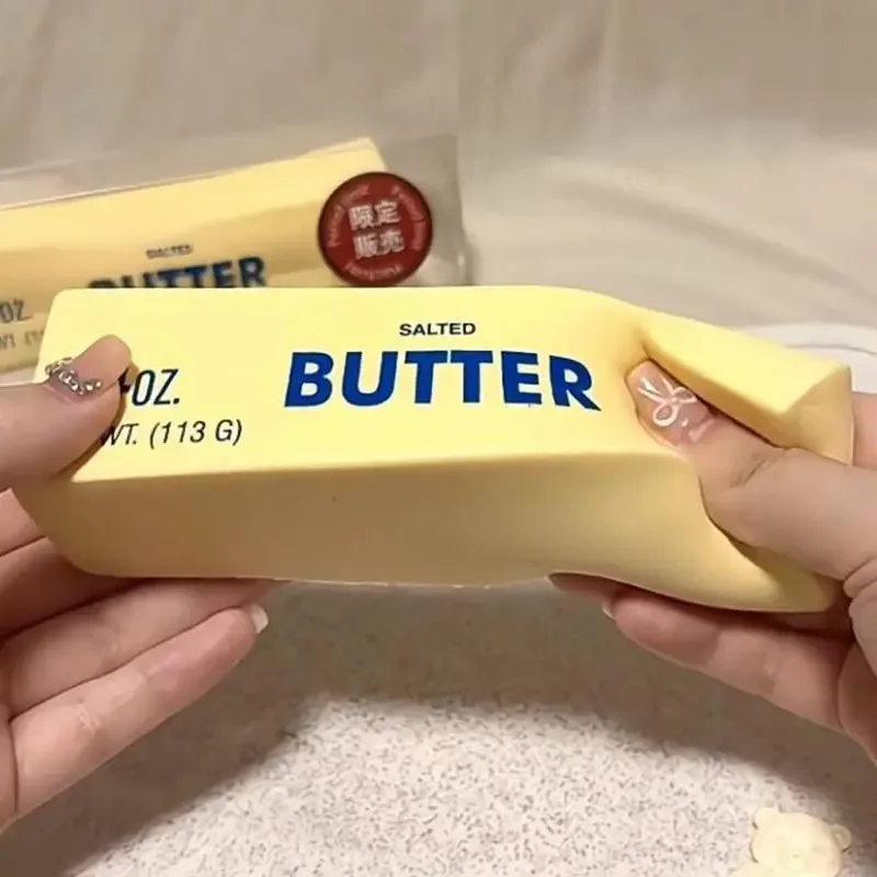 

hhu 1/2PC anti pressure butter stick decompression plush toy slowly rising soft clay squeezing elastic cheese stick prank toy