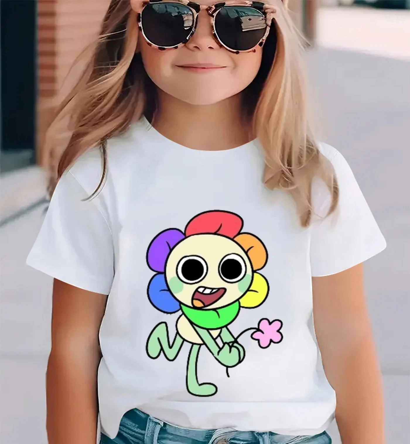 2025 Dandys World Print T-shirt Crew Neck Short Sleeve Tees For Baby Girl Summer Gift Toddler Cute Cartoon T Shirt Kid's Clothes