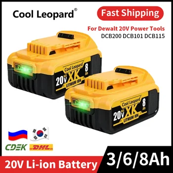 Genuine DCB200 20V 8.0Ah Lithium Replacement Battery For Dewalt Power Tools DCB184  DCB182 DCB180 DCB181 DCB182 DCB201 DCB206