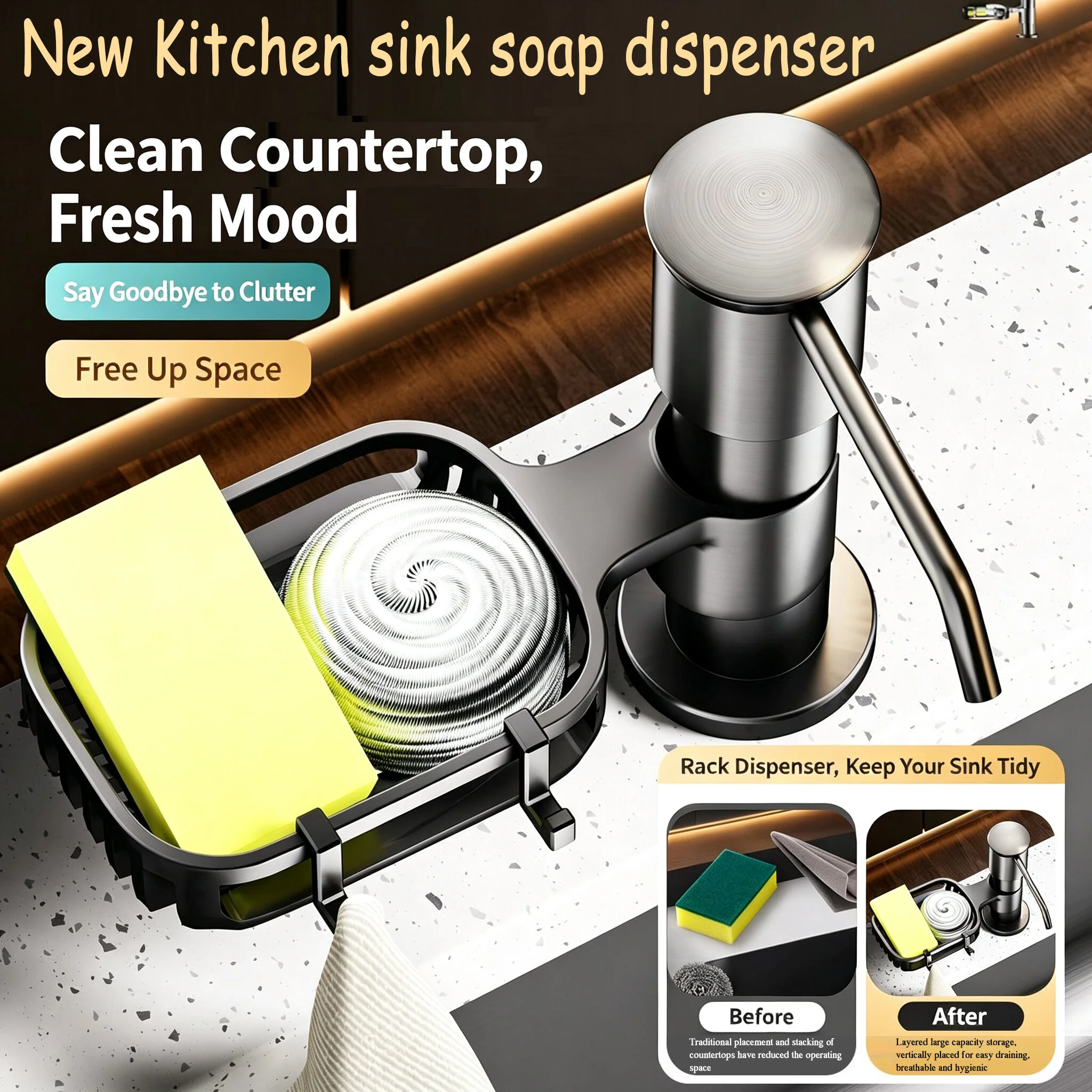 1PC Kitchen Sink Liquid Soap Dispenser Universal Soap Dispenser Extension Tube Kit Bathroom Lotion Detergent Hand Press Pumps