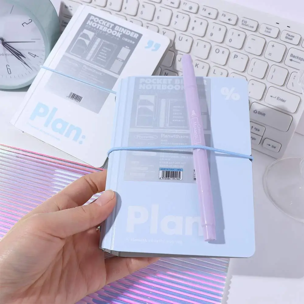 Practical 44 Sheets Mini Pocket Notebook 6 Ring Loose Leaf Mini Portable Handbook Waterproof Cover Cute Diary Book Stationery