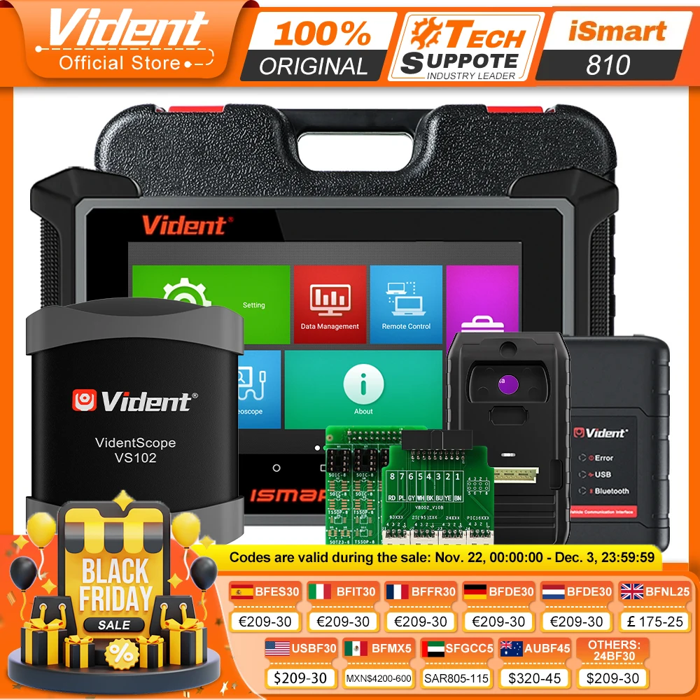 VIDENT ISMART810 Car Diagnostic Scanner ECU Coding Key Programming 40+ Services Topology Map With Oscilloscope DoIP&CAN FD