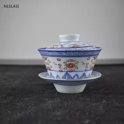 Jingdezhen Ceramic Gaiwan Retro Teacup handmade Tea tureen Bowl Chinese Teaware Accessories Drinkware Personal Cup 150ml