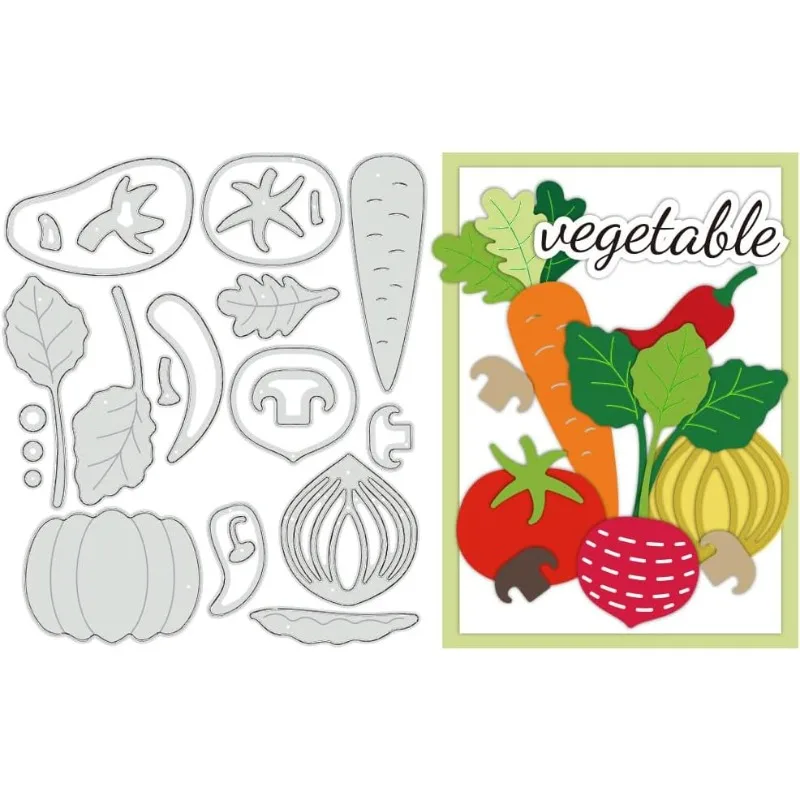 1 Stück Gemüse Stanzformen Karotten Kürbis Tomaten Schablonen 6x5" Dekorative Prägeschablonen für Scrapbooking Fotoalbum