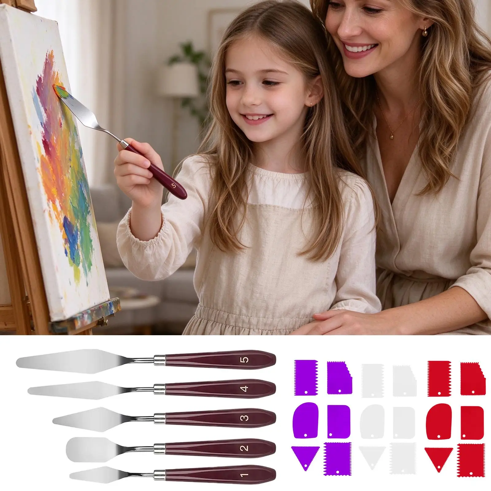 Palette Cutter Professional Canvas Art Tools Spatula Scraper Painting Palette Cutter for Oil Canvas Cake Decorating Art Adults