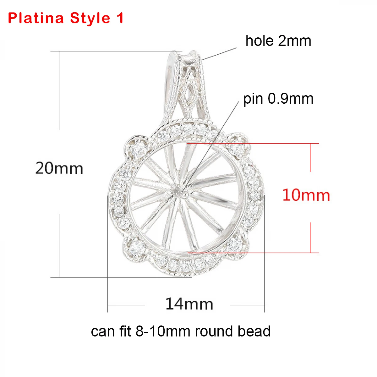 925 Sterling Silver Pendant Base Blank for 7-9mm/8-10mm Round Half Drilled Pearl Setting Handmade Jewelry Making Craft
