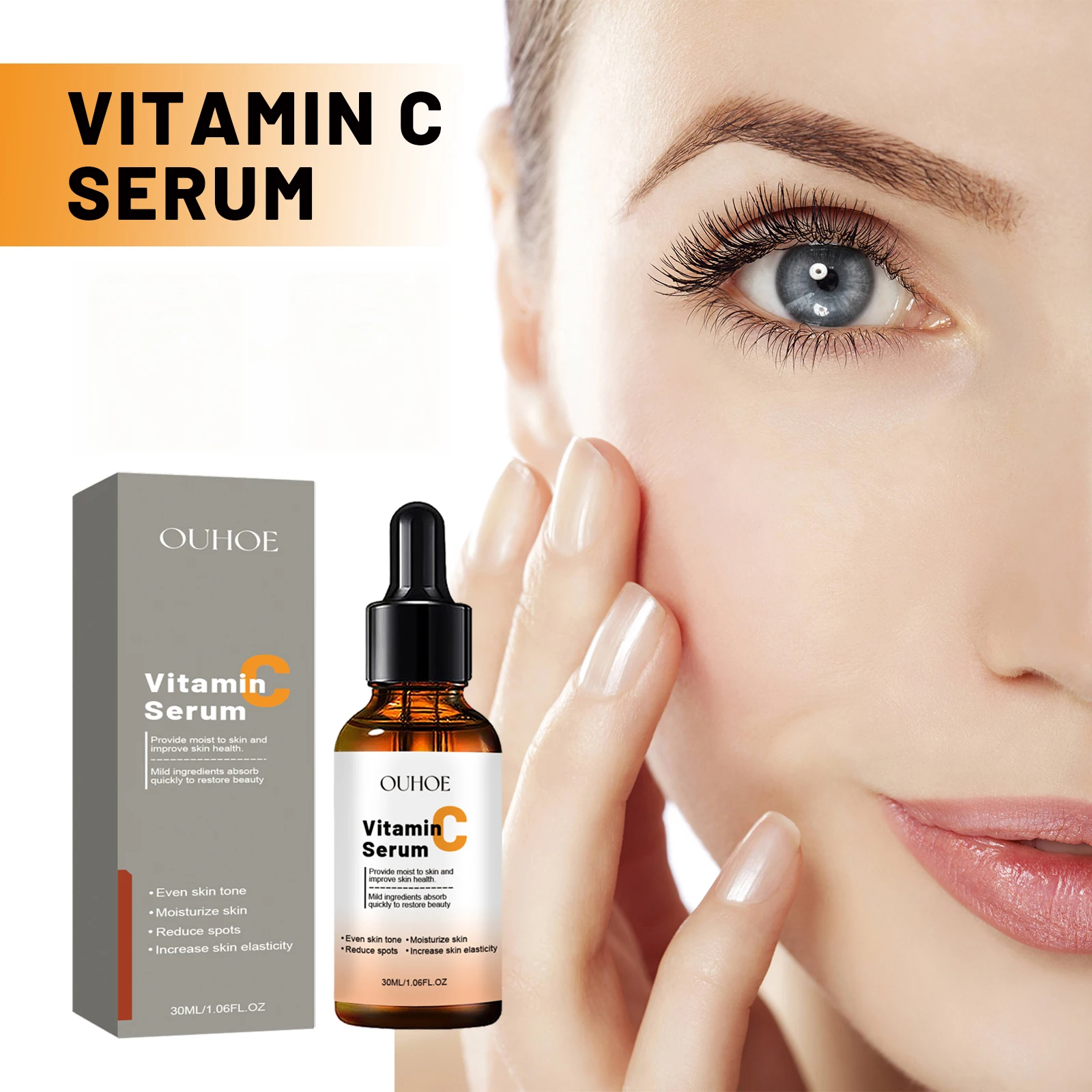 Sérum Facial Anti-Idade com Vitamina C, Reduz Linhas Finas e Rugas na Testa, Hidratante, Suavizante, Reparador e Firmador da Pele