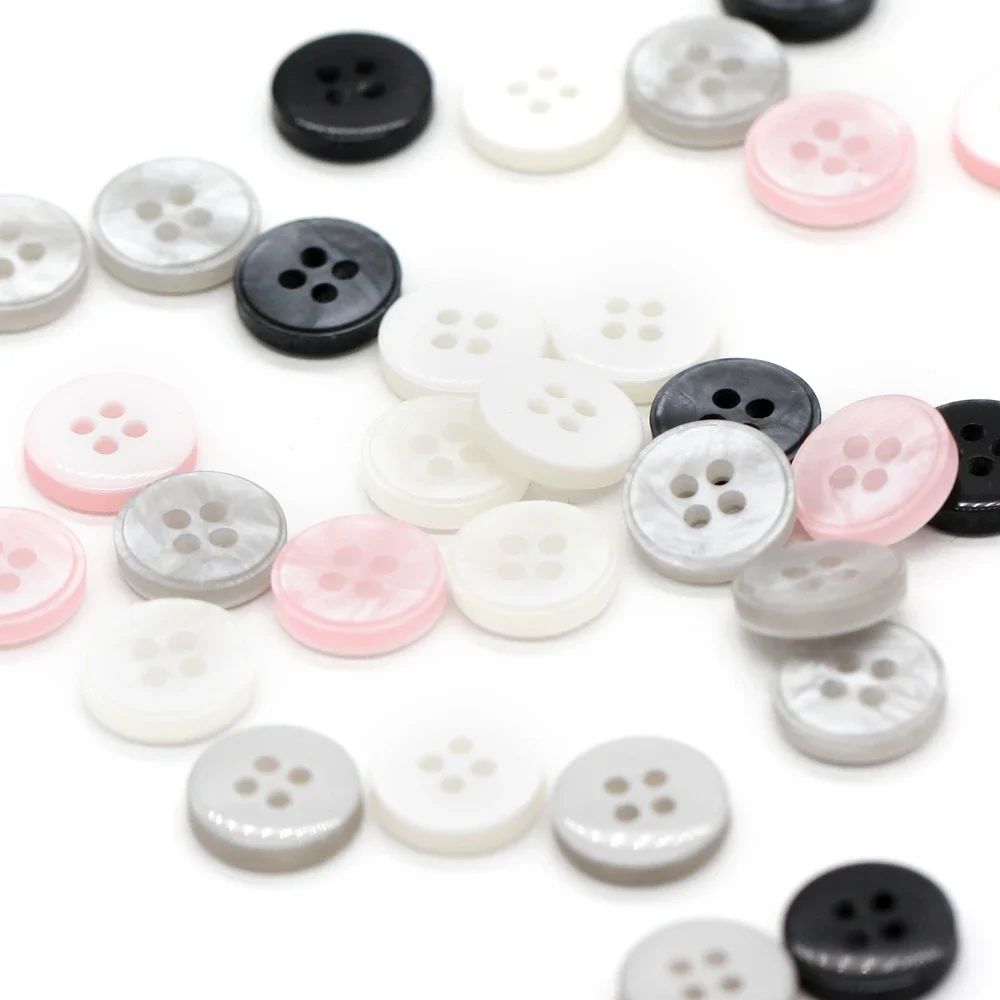 HENGC 4 Holes 9/10/11mm Round Resin Buttons for Clothing Cute Kids Shirt Blouse Cardigan Dress Sewing Accessories