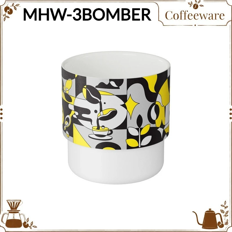 MHW-3BOMBER X STTOKE Coffee Cup Stackable Printed Ceramic Cupping Tasting Sharing For Home Office Cafe Coffee Enthusiasts