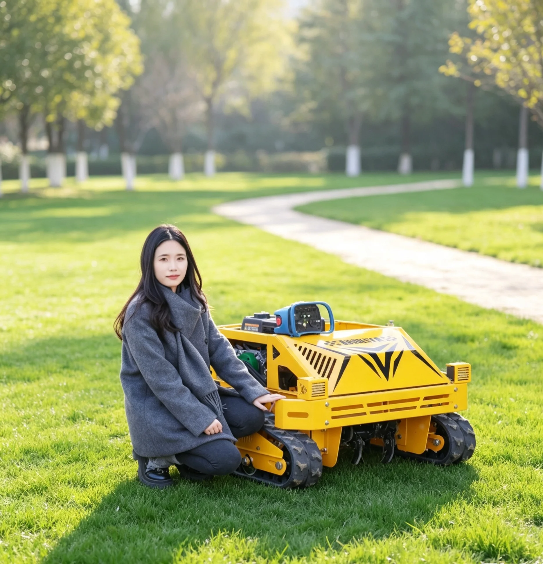Customized Single Cylinder Four Stroke Engine Lawn Mower With Lithium Battery Auxiliary Power And Warning Light For Safe Nightti