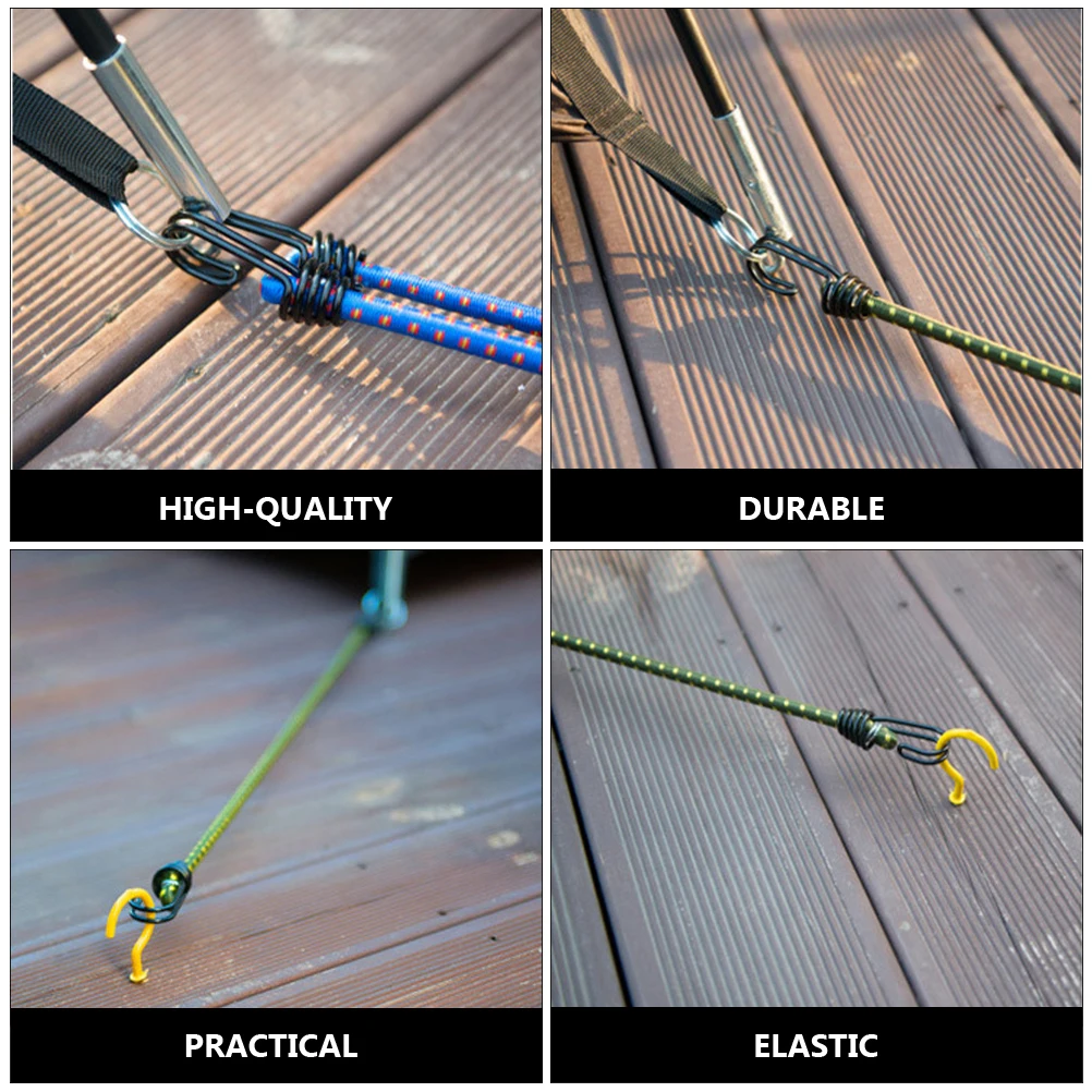 

3pcs Tent Rope Bungee Cords With Hooks Luggage Tie Elastic Clothesline Fixed Ropes For Motorcycle Camping Outdoor Heavy Duty