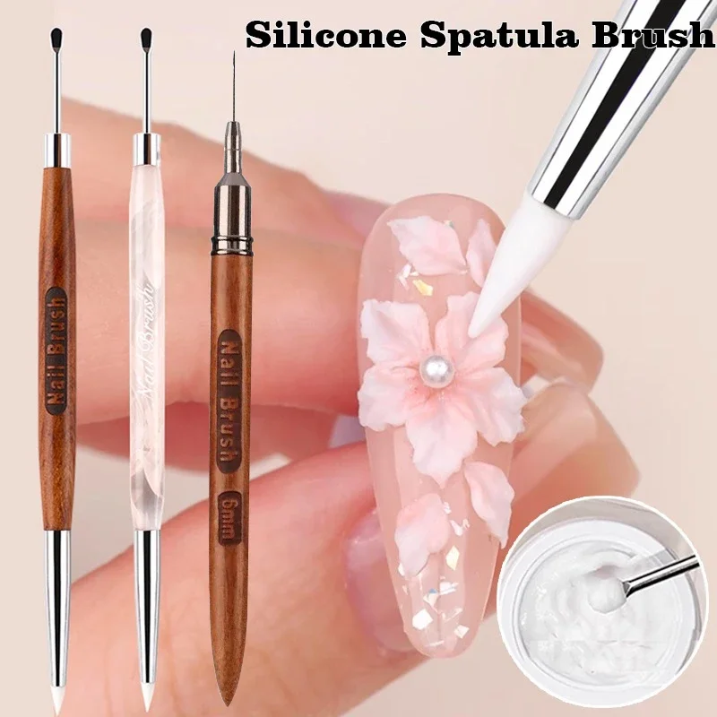 

Кисть для дизайна ногтей с двойной головкой, силиконовая лопаточка, кисть для резьбы по цветку, подводка для рисования, скульптура, ручка, УФ-клей, смешанные инструменты для маникюра «сделай сам»