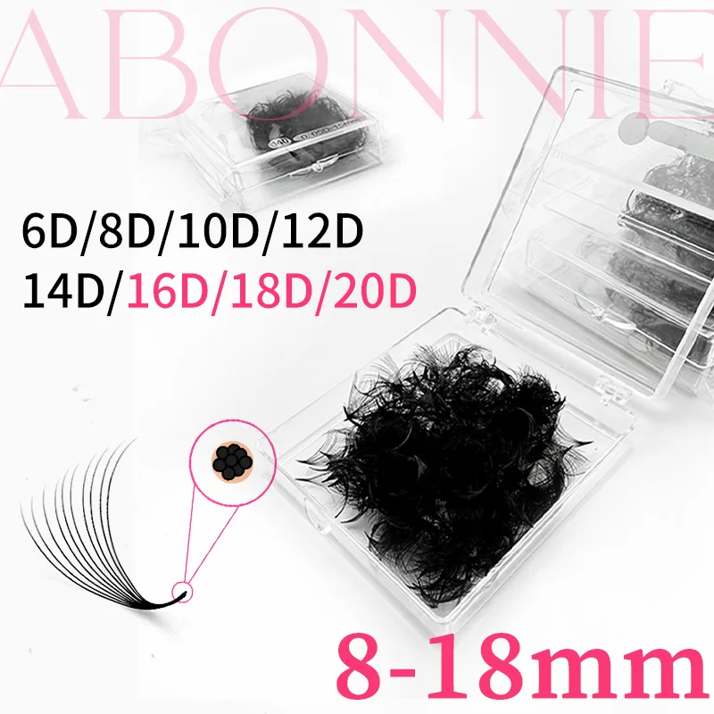 ABONNIE Pointy Base Volume Fans Vorgefertigte Wimpernverlängerungen 6D bis 20D Breiter Fächer Professionelle Wimpernversorgung