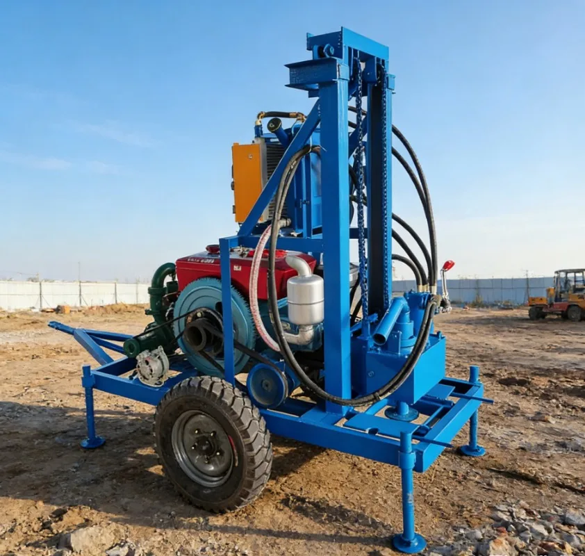 Easy Carry Trailer Mounted Diesel Water Well Drilling Rig Small Portable Drilling Machine For Farm Irrigation