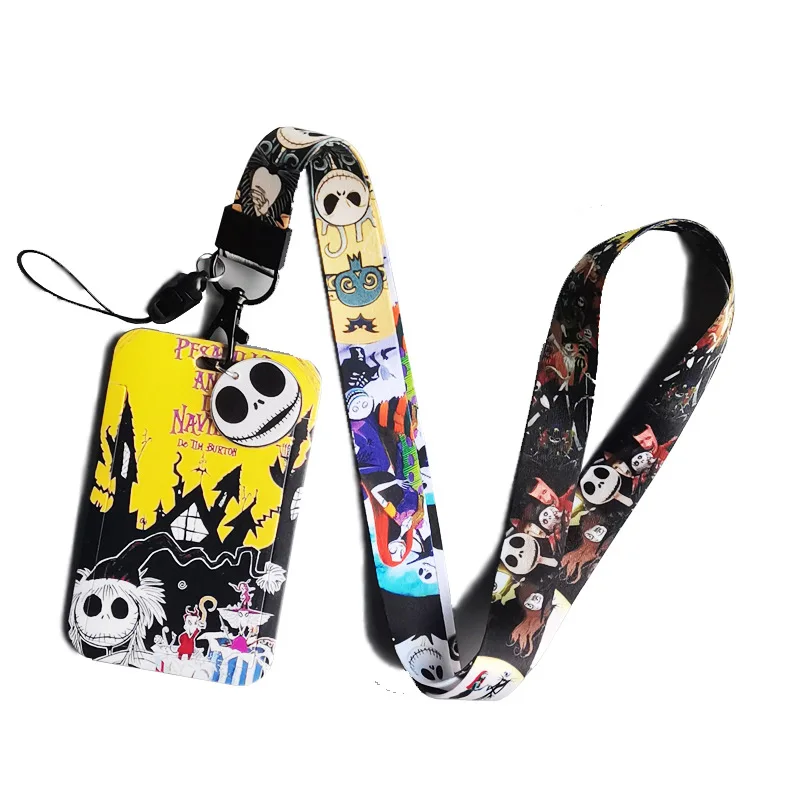 1 Set Disney Jack Skellington Pvc Card Cover Campus Card Mickey Minnie Opknoping Tas Kaarthouder Lanyard Id-kaart