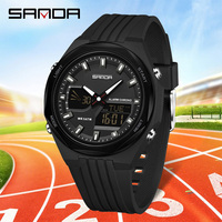 SANDA Trendy Digital Quartz Dual Display Teenager Students Clock New Outdoor Sports Waterproof Mode Watch Man Ms The Same Watch