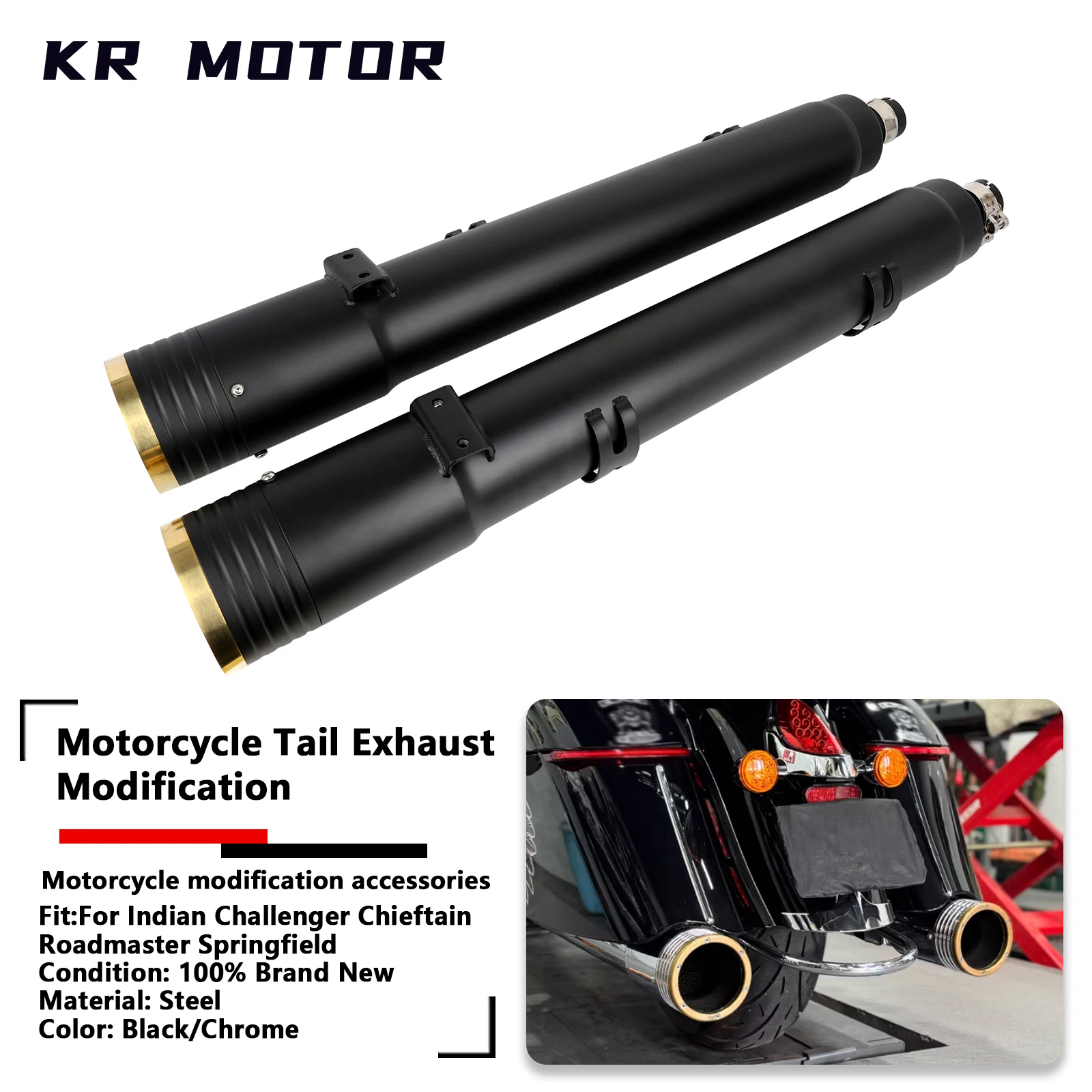 Motorcycle Slip-On Exhaust Muffler Exhaust Pipe Exhaust Fits For Indian Dark Horse Challenger Chieftain Roadmaster Springfield