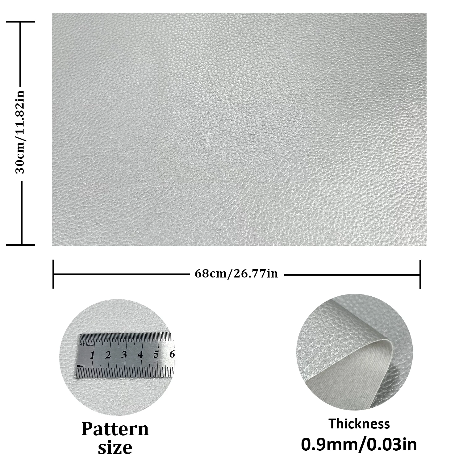 30x68cm 2Pcs Set Embossed Macaron Faux Leather Pieces, 0.7mm Lychee Grain Synthetic Sheet DIY Handbag Crafts
