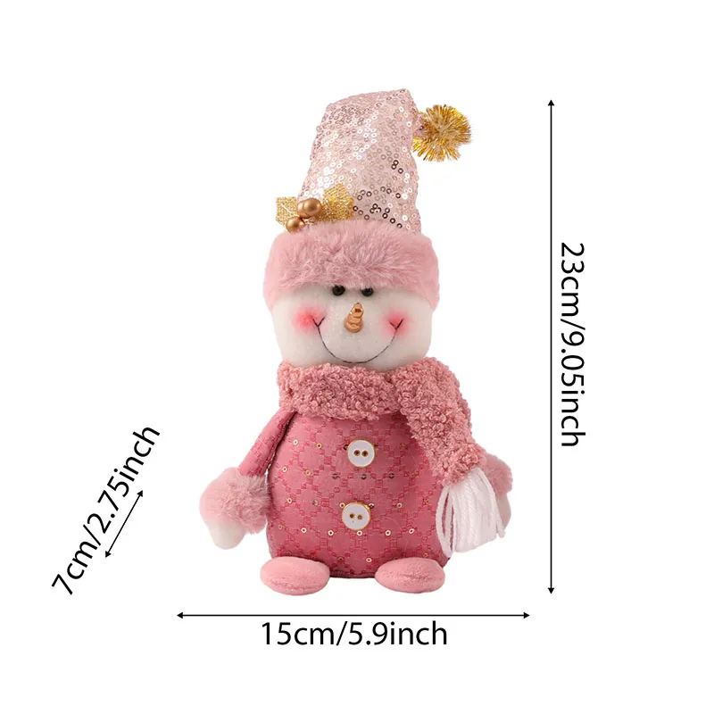 2024 New Christmas Decoration Pink Fabric Art Series Elk Snowman Old Man Window Prop Decoration Supplies Doll New Year Toy