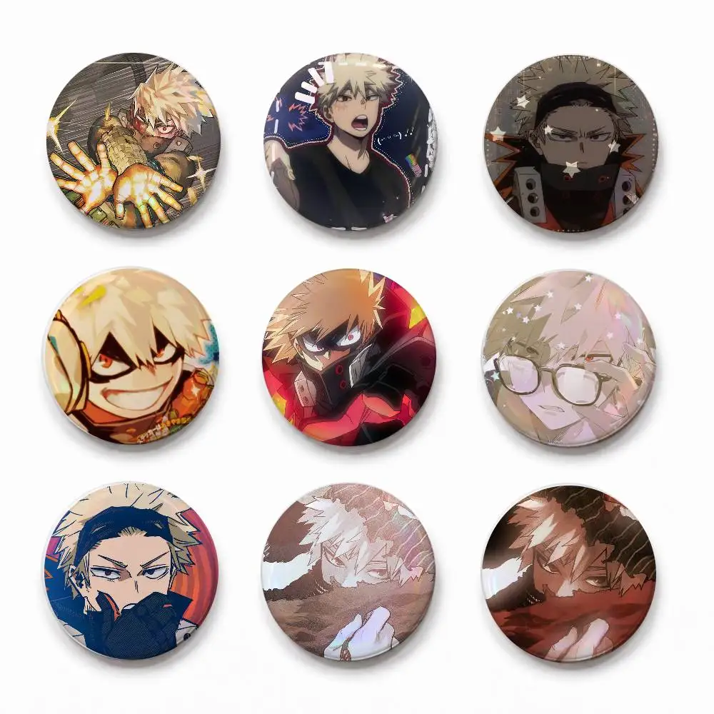 A-Bakugo Katsuki Mixed Theme Round Button Badge Set Anime Cartoon Music Game Fashion Pins For Bags Clothes Accessories