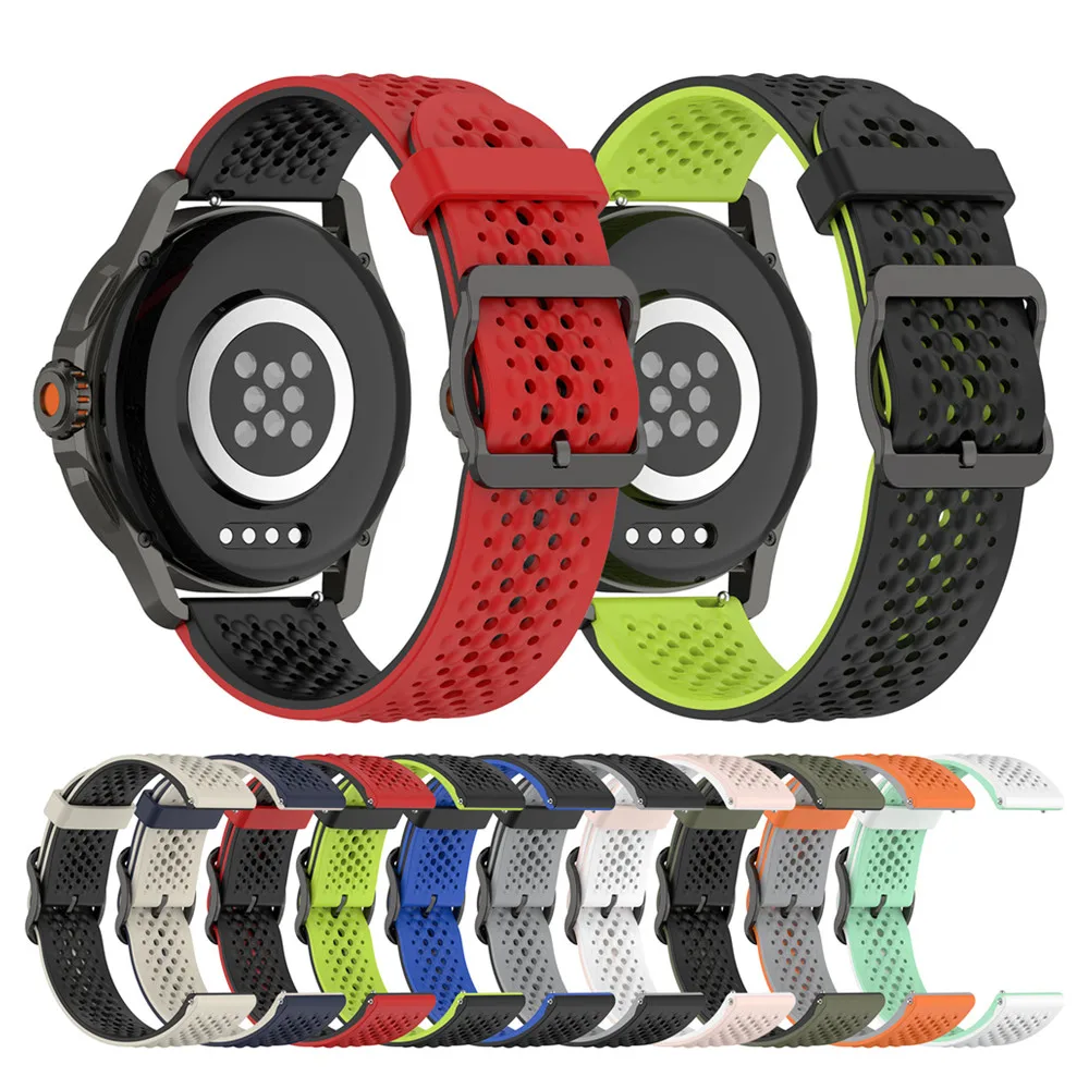 20MM 22MM Universal Dual Colors strap for Huami amazfit GTS GTS2 GTS3 GTR2 GTR3 GTR4 liquid silicone breathable hole band for CO