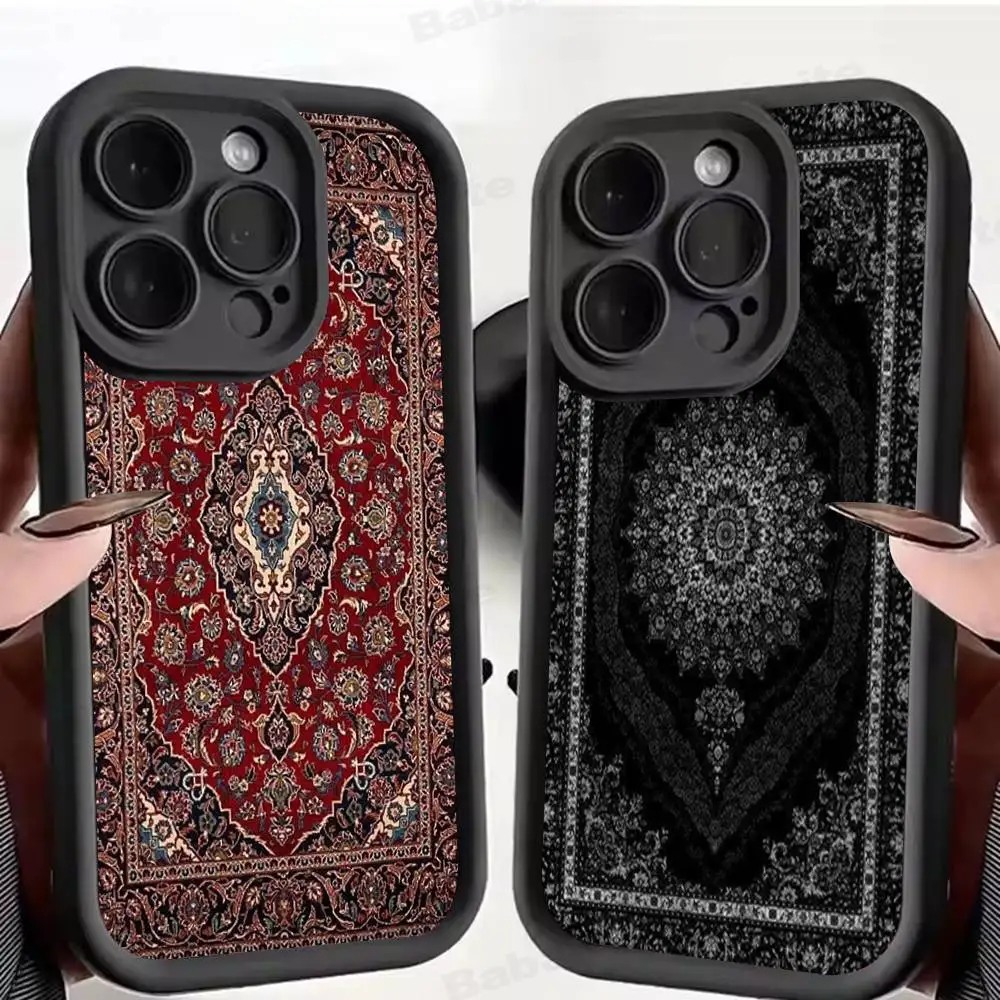 Perserteppich-Blumenmuster für iPhone 17, 15, 13, 12, 11, 14 Pro Max X XR XS 16 Plus, stoßfeste Candy-Rückseite
