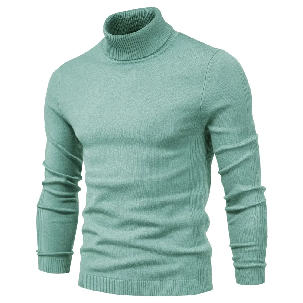 Pullovers Men Sweaters Turtleneck Full Sleeve Tops Knitted Thick Casual Regular Solid Knit Slim Fit Simple Autumn Winter 2024